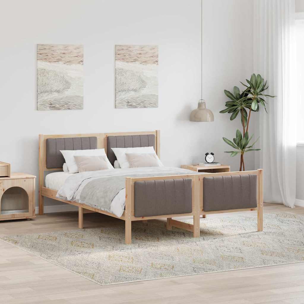 Sengestel Brun og taupe 140 x 190 cm Massivt fyrretræ billede