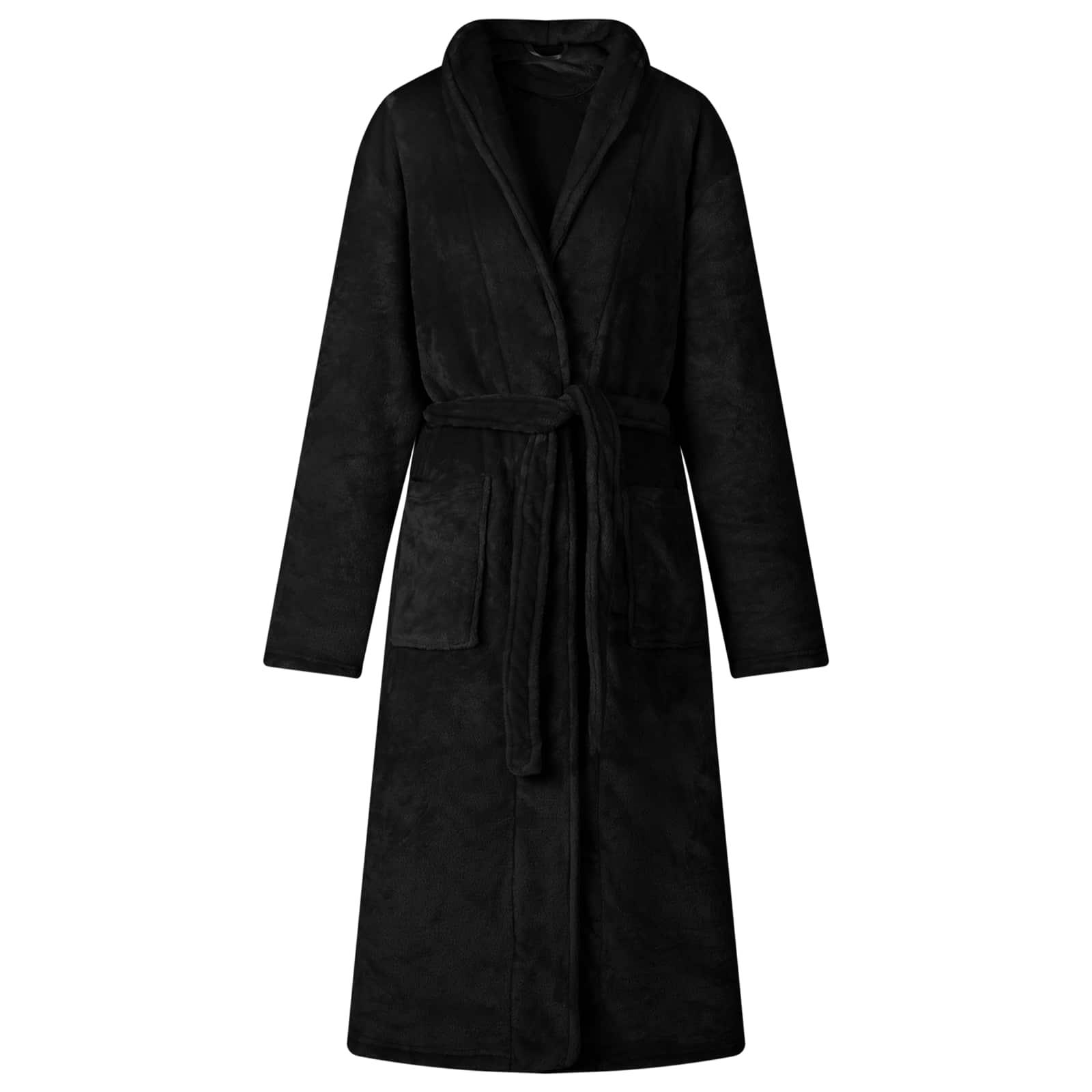 Badekåbe uden hætte i flannel - sort, 120 × 116 cm billede