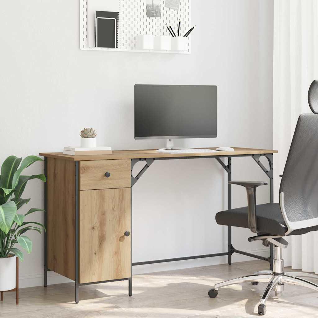 Computerbord Artisan Egetræ 131 x 48 x 75 cm Konstrueret træ billede
