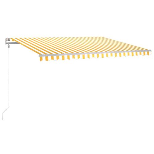 Markise m. LED + vindsensor 450x300 cm automatisk gul og hvid