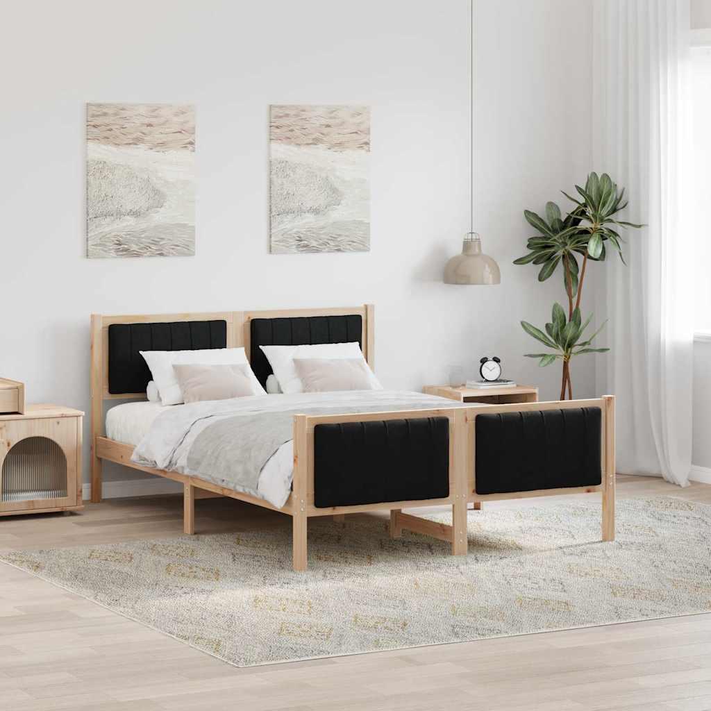 Sengestel Brun og sort 140 x 190 cm Massivt fyrretræ billede