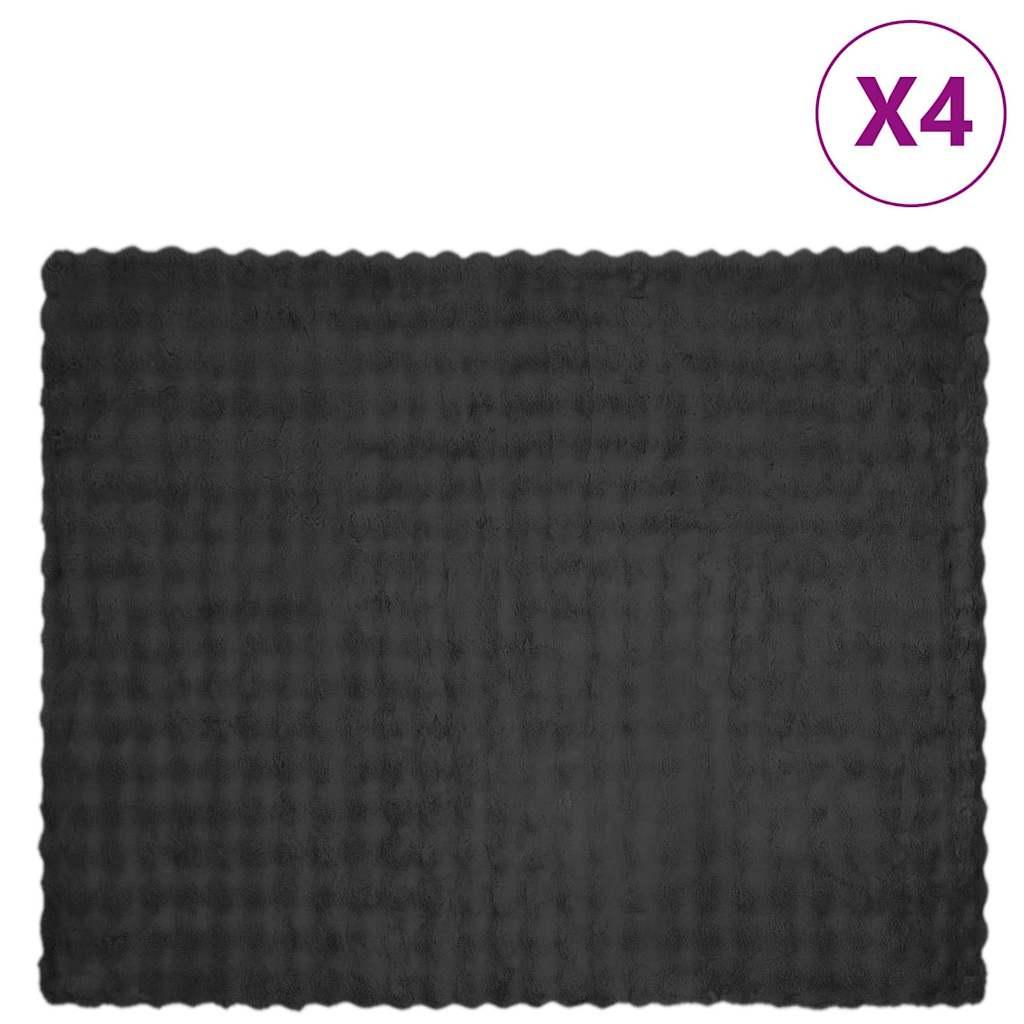 Faux Kanin Pels Tæppe 4 stk Mørkegrå 130 x 150 cm Polyester billede