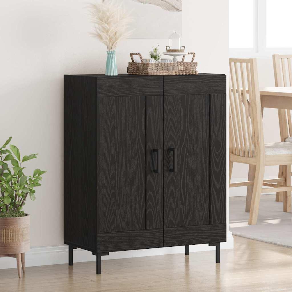 Sidebord Sort eg 69,5 x 34 x 90 cm Ingeniørt træ og jern billede