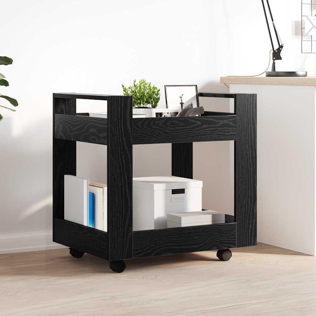 Kontortrolley i sort eg - rullebord i konstrueret træ 60 × 45 × 60 cm billede