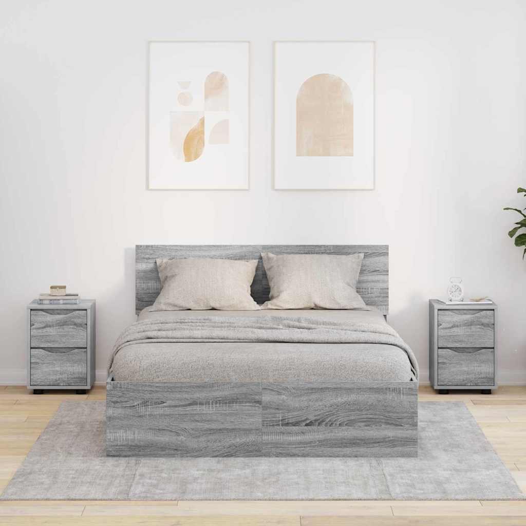 Sengeborde 2 stk Grå Sonoma 30,5 x 30 x 43 cm Konstrueret træ billede