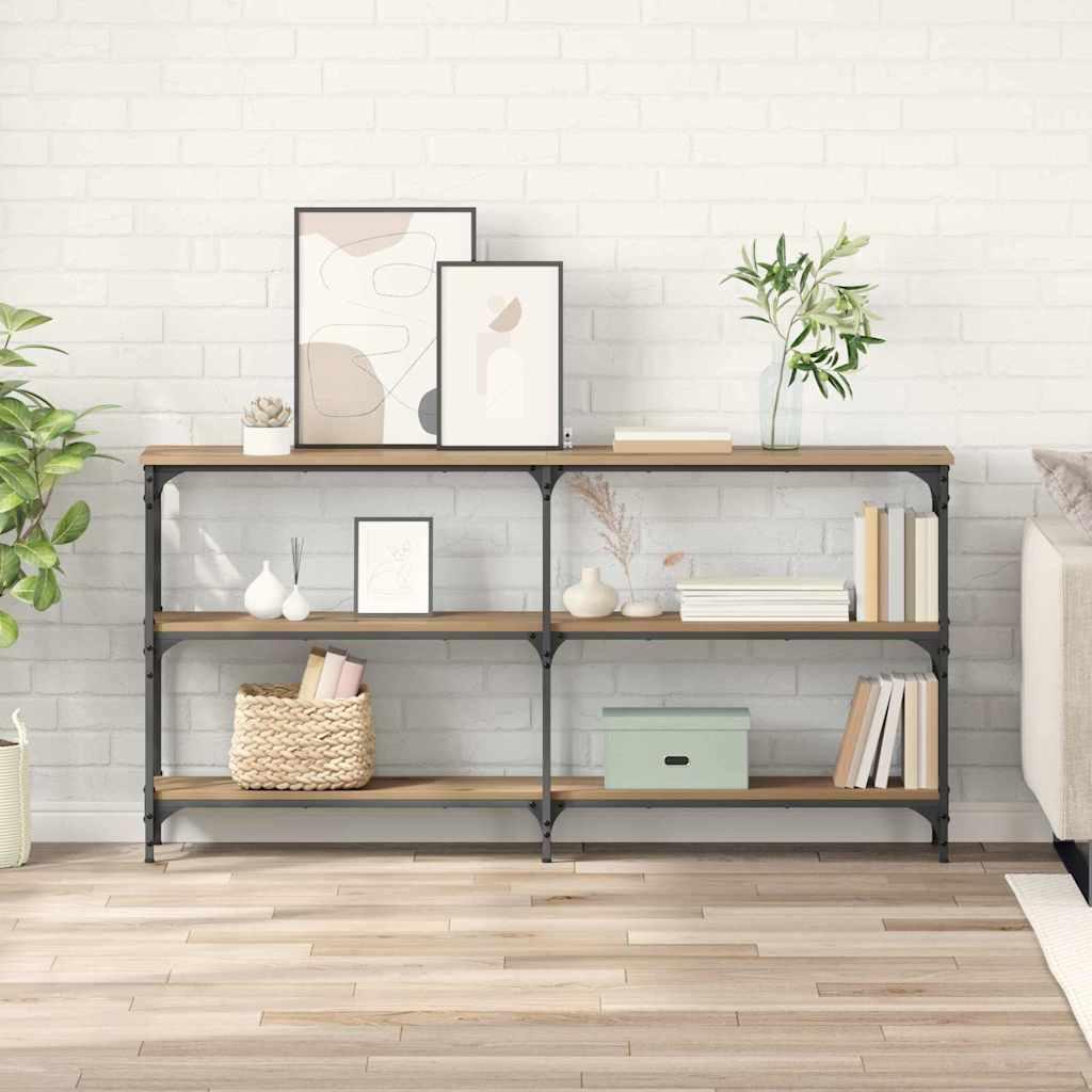 Konsolbord Artisan Egetræ 150 x 29 x 75 cm Samlet træ og metal billede