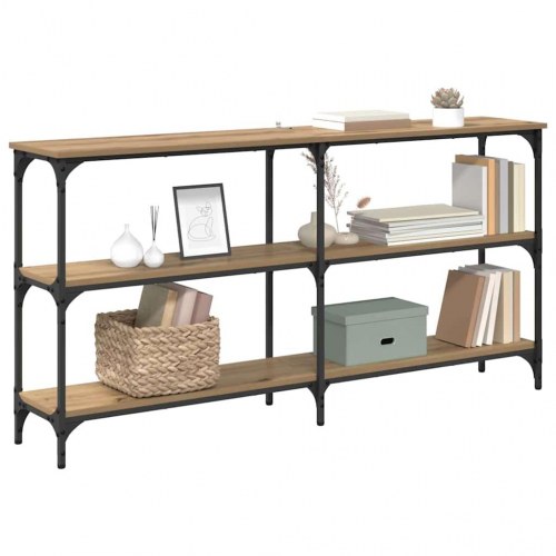 Konsolbord i industrielt design - artisan egetræ, 150 × 29 × 75 cm, træ og metal
