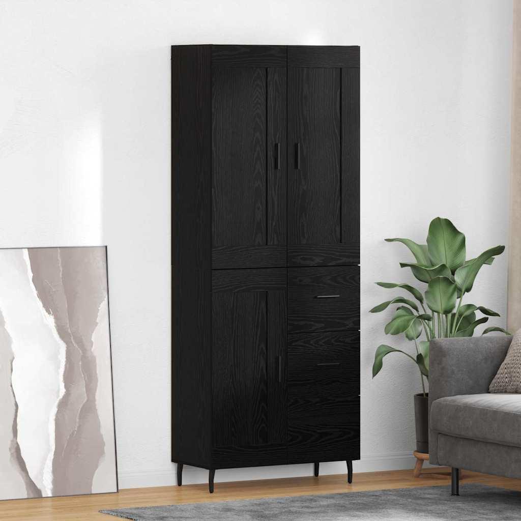 Highboard 2 stk Sort eg 69,5 x 34 x 180 cm Konstrueret træ billede