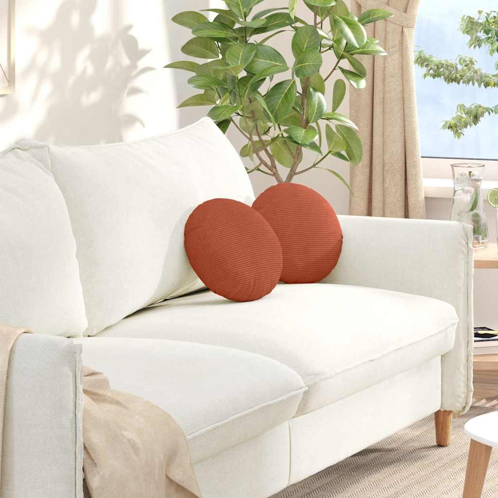 Sædepuder 2 stk Rød orange Ø 30 cm Velourstof billede