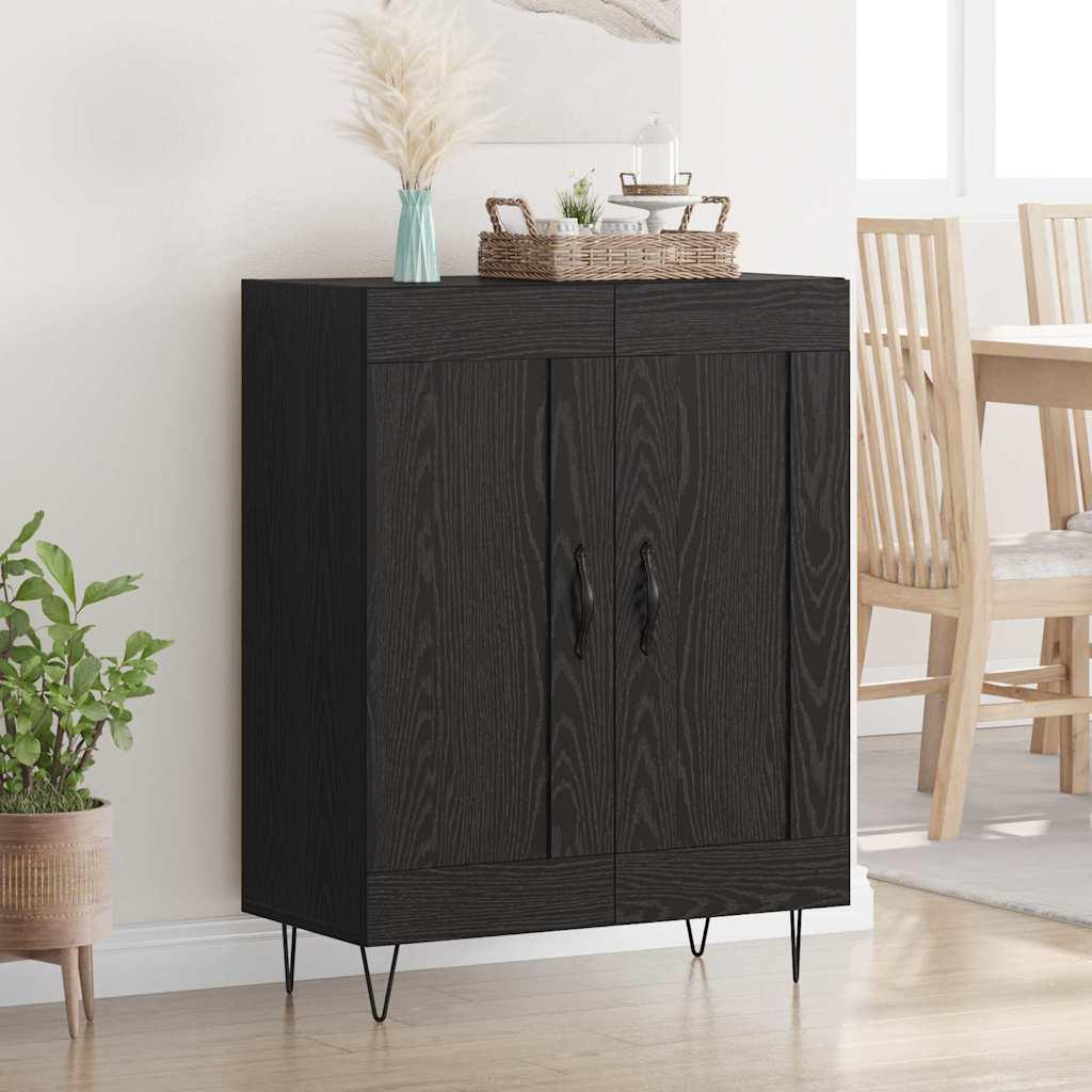 Sidebord Sort eg 69,5 x 34 x 90 cm Ingeniørt træ og jern billede