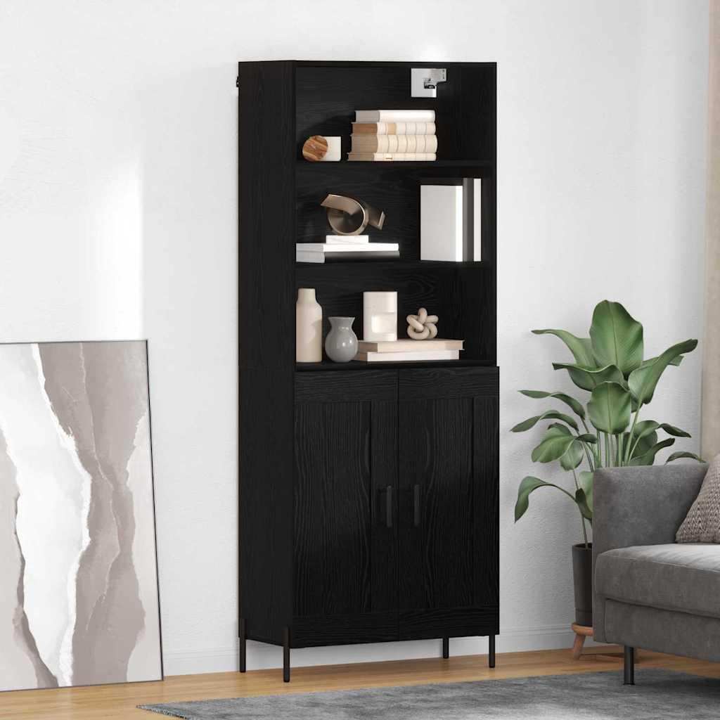 Highboard 2 stk Sort eg 69,5 x 34 x 180 cm Konstrueret træ billede
