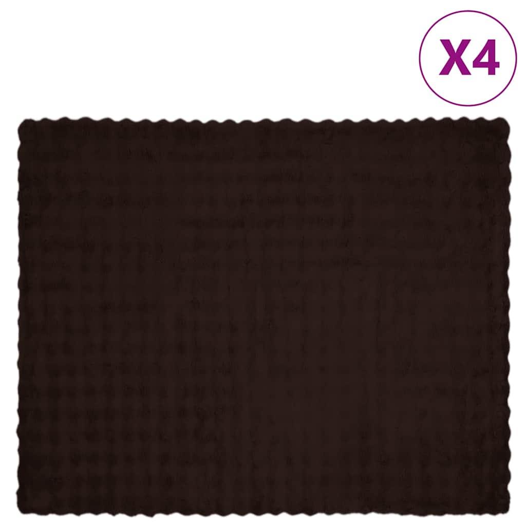 Faux Kanin Pels Tæppe 4 stk Camel 130 x 150 cm Polyester billede