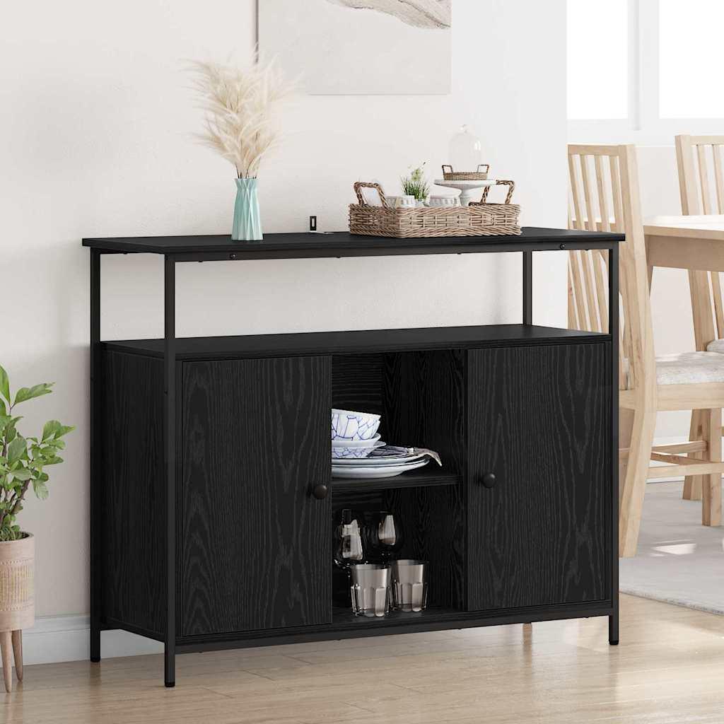Sidebord Sort eg 100 x 35 x 80 cm Konstrueret træ billede
