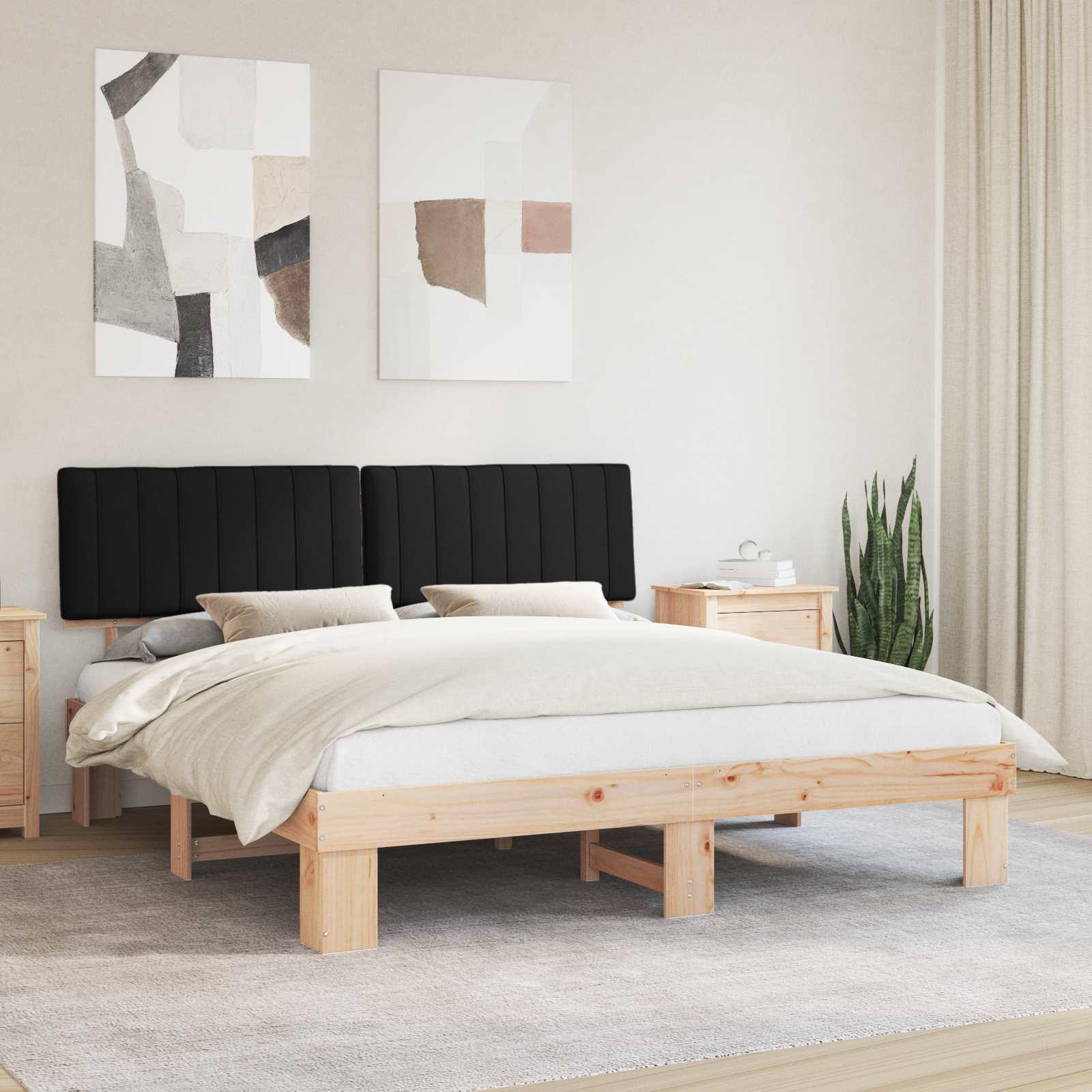 Sengestel med polstret hovedgavl - sort, 180 x 200 cm