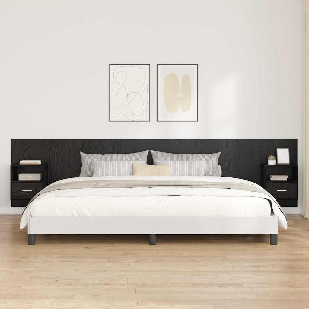Hovedgærde Med Skab Sort eg 337 x 32,5 x 80 cm Konstrueret træ billede