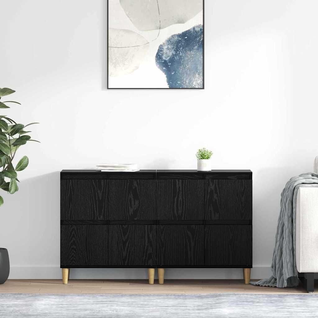Sidebords 2 stk Sort eg 60 x 35 x 70 cm Konstrueret træ billede
