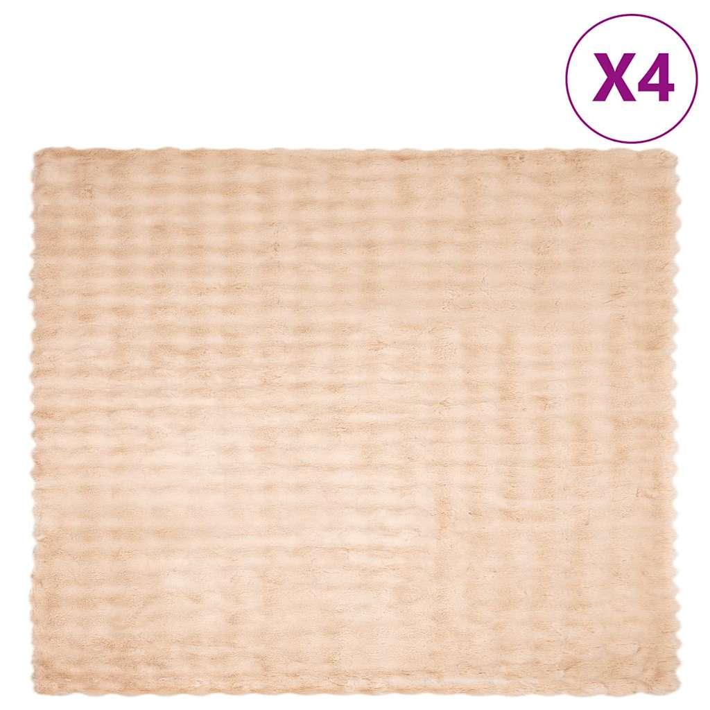Faux Kanin Pels Tæppe 4 stk Beige 220 x 240 cm Polyester billede
