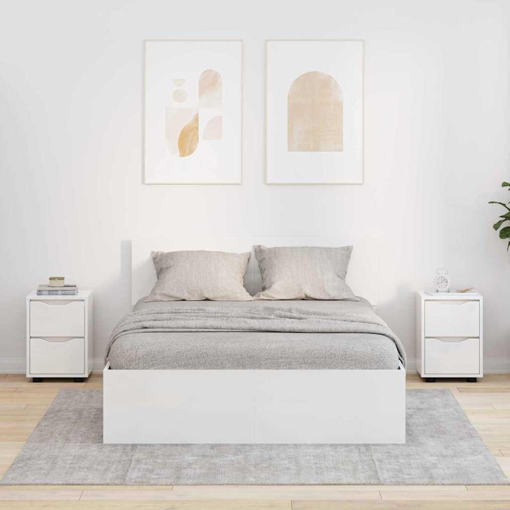 Sengeborde med skuffe 2 stk Høj gloss hvid 30,5 x 30 x 43 cm billede