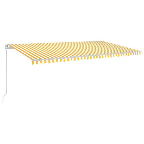 Markise m. LED-lys 600x300 cm manuel betjening gul og hvid