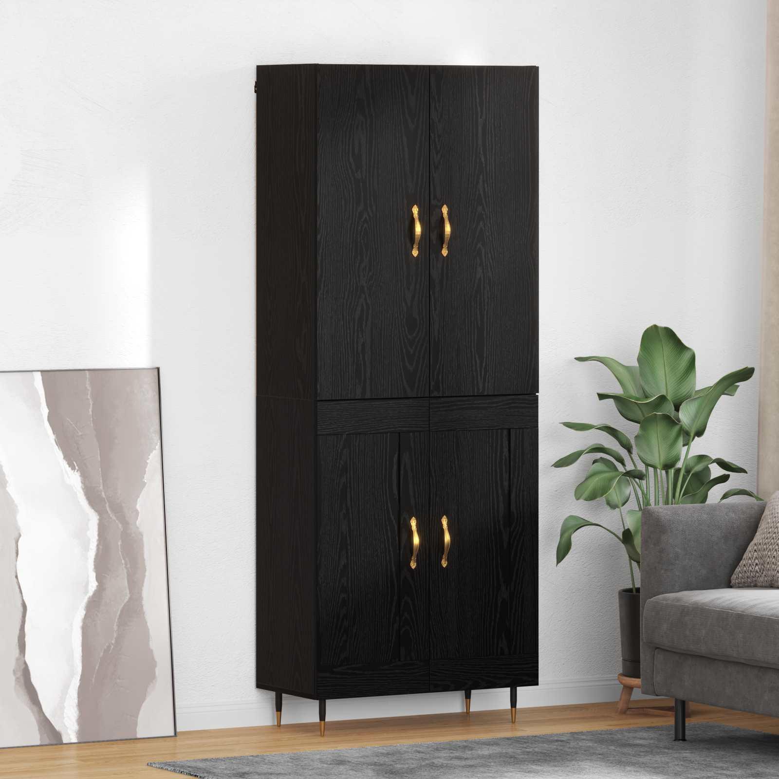 Highboard Sort eg 69,5 x 34 x 180 cm Konstrueret træ billede