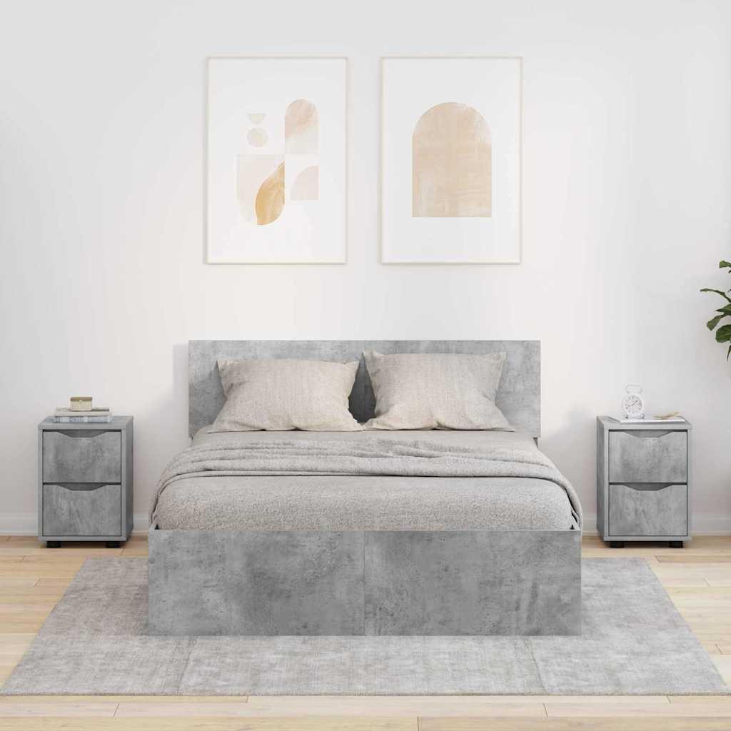 Sengeborde 2 stk Beton Grå 30,5 x 30 x 43 cm Konstrueret træ billede