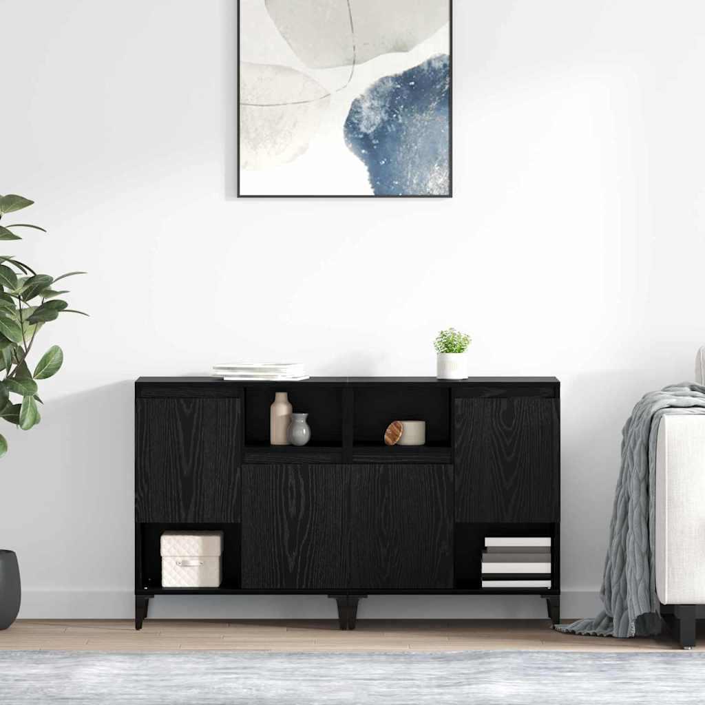 Sidebords 2 stk Sort eg 60 x 35 x 70 cm Konstrueret træ billede