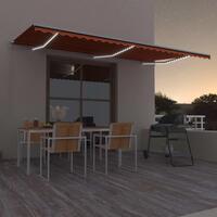 Markise m. LED-lys 600x300 cm manuel betjening orange og brun