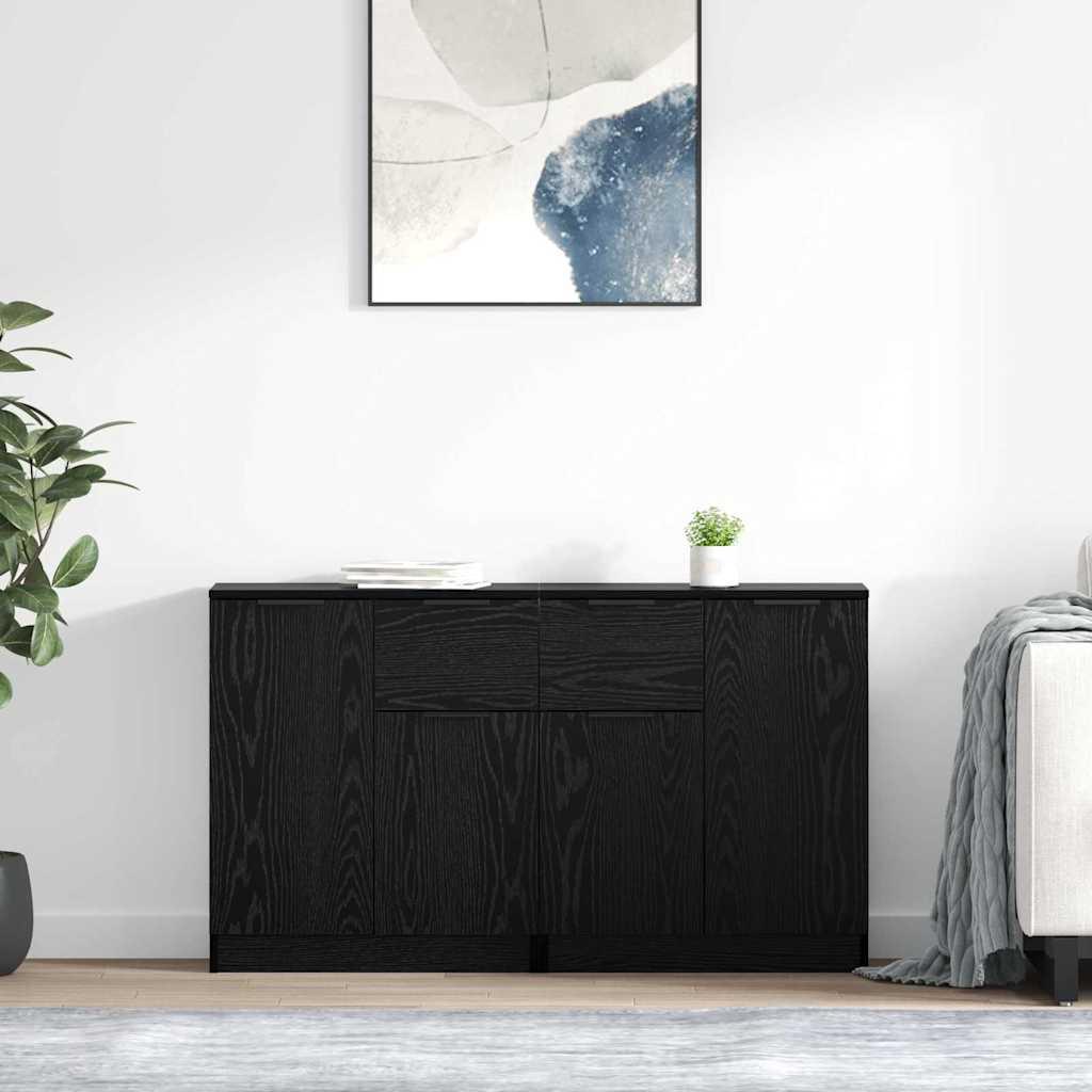 Sidebords 2 stk Sort eg 60 x 30 x 70 cm Konstrueret træ billede