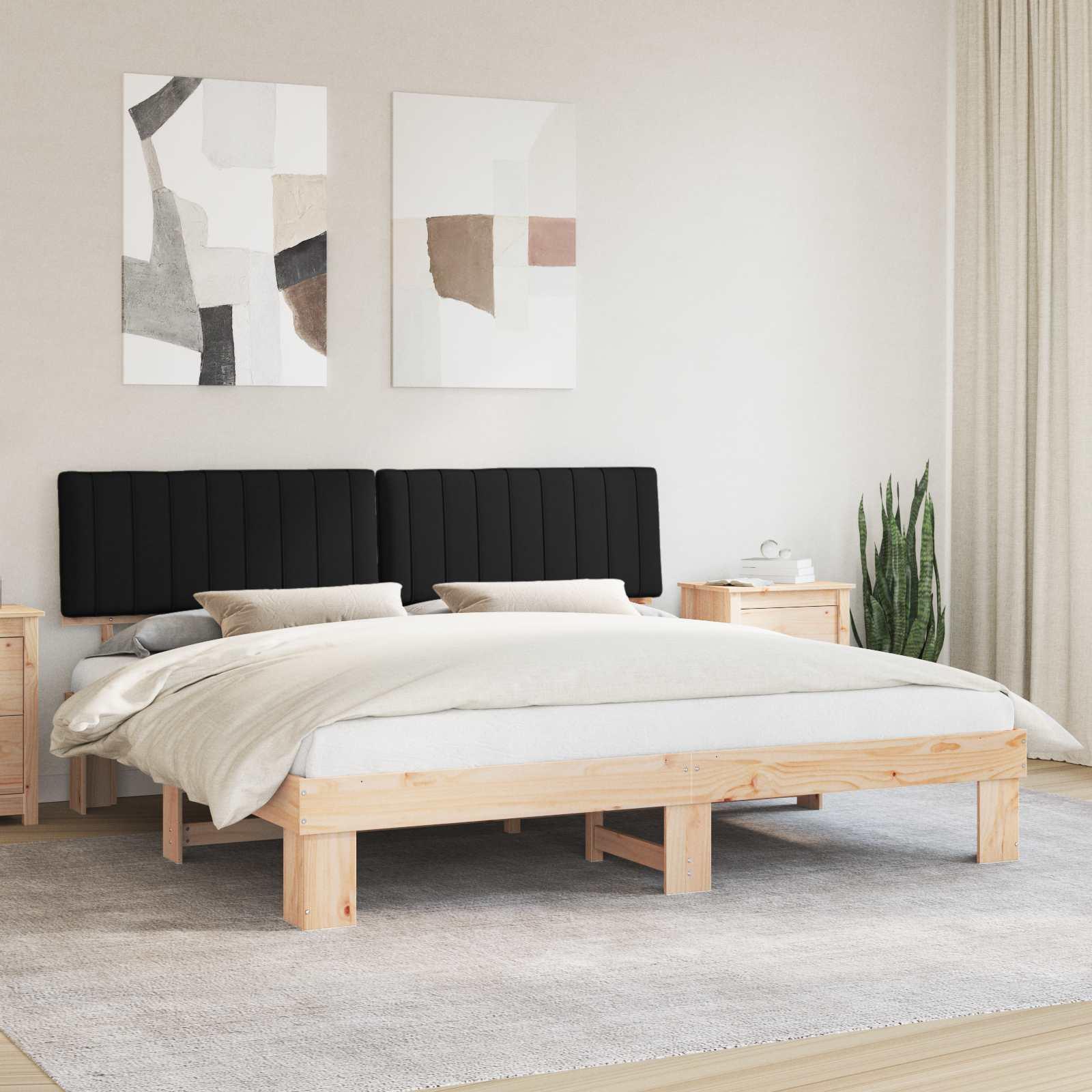 Sengestel med polstret hovedgavl - sort, 200 x 200 cm