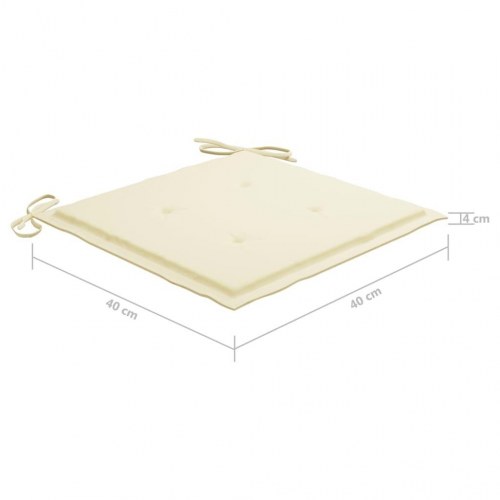 Havestole i teak - 2 stk. med cremefarvede hynder, foldbare