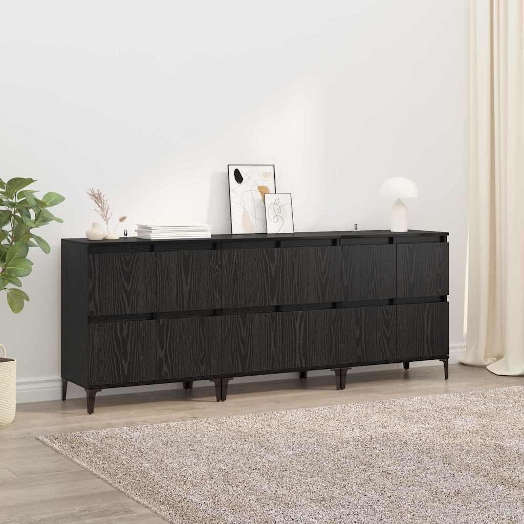 Sidebords 3 stk Sort eg 60 x 35 x 70 cm Konstrueret træ billede