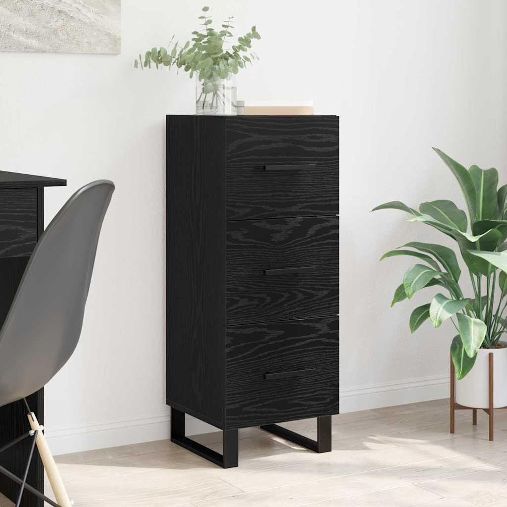 Sidebord Sort eg 34,5 x 34 x 90 cm Ingeniørt træ og jern billede