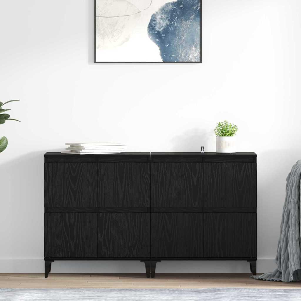 Sidebords 2 stk Sort eg 60 x 35 x 70 cm Konstrueret træ billede