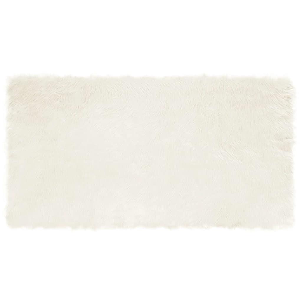 Falsk Fåreskind Tæppe Hvid 80 x 150 cm Polyester billede