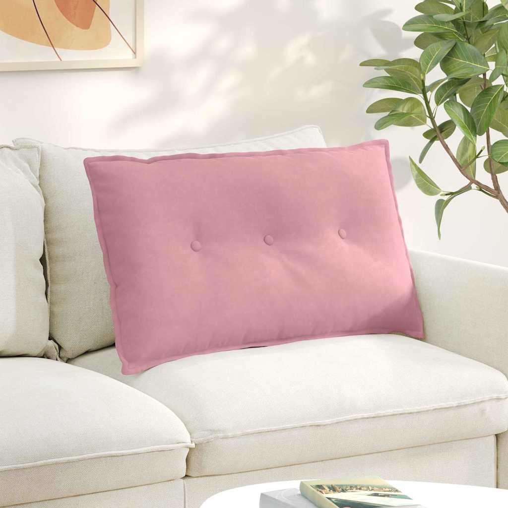 Rygpude Lyserød 80 x 50 cm Velourstof billede