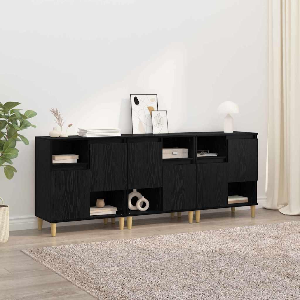Sidebords 3 stk Sort eg 60 x 35 x 70 cm Konstrueret træ billede