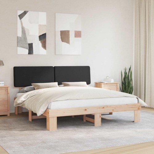 Sengestel med polstret hovedgavl - sort 180 x 200 cm