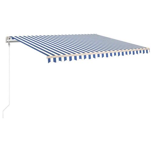 Markise 450x300 cm automatisk betjening blå og hvid