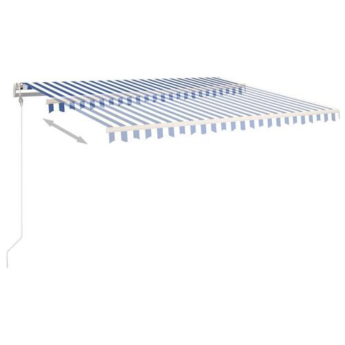 Markise 450x300 cm automatisk betjening blå og hvid