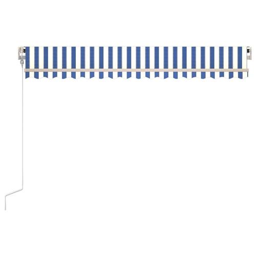Markise 450x300 cm automatisk betjening blå og hvid