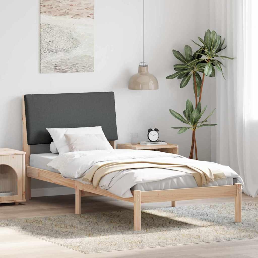 Sengestel brun og mørkegrå 100 x 200 cm Massivt fyrretræ billede