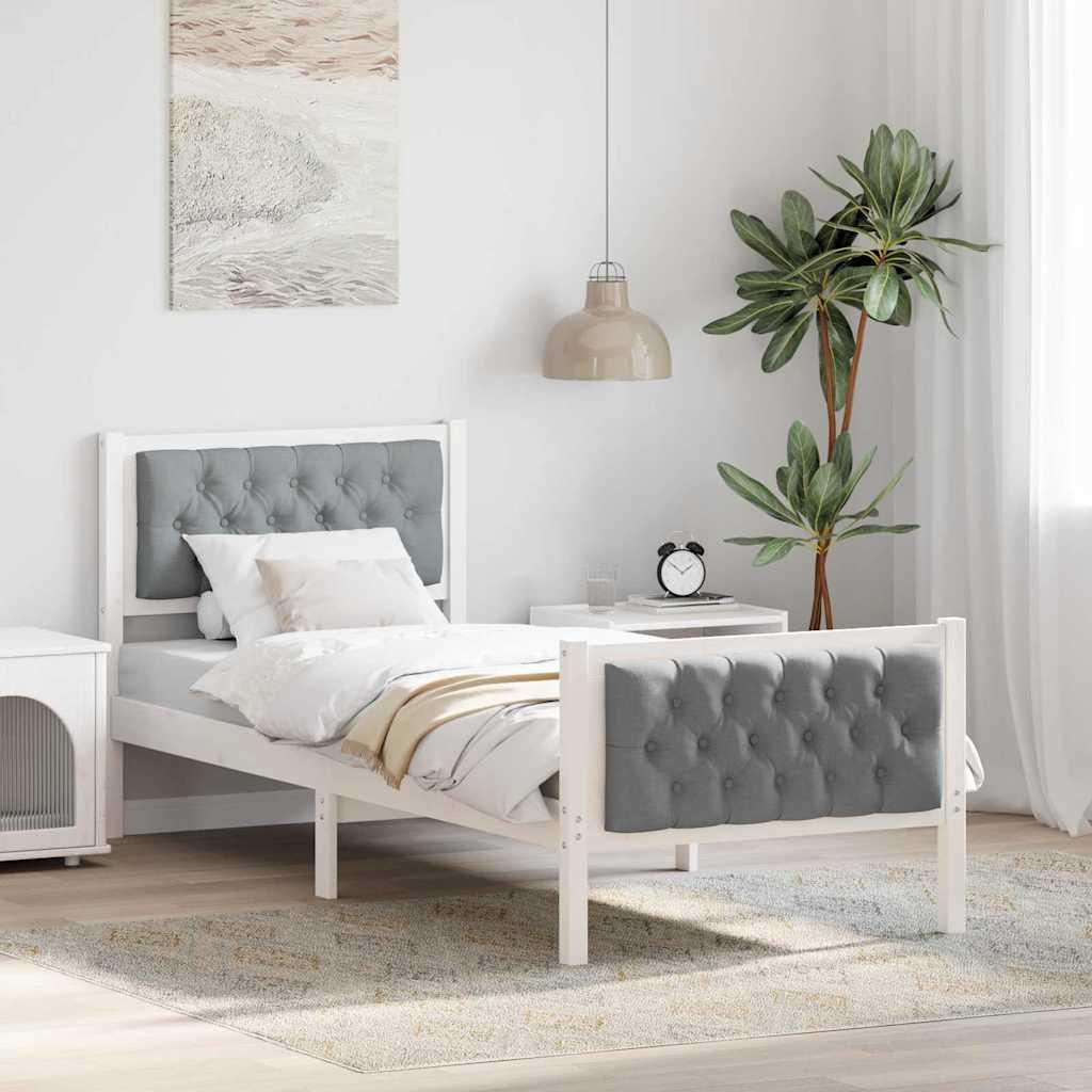 Sengestel med hovedgærde Lysegrå 80 x 200 cm Massiv fyrretræ billede