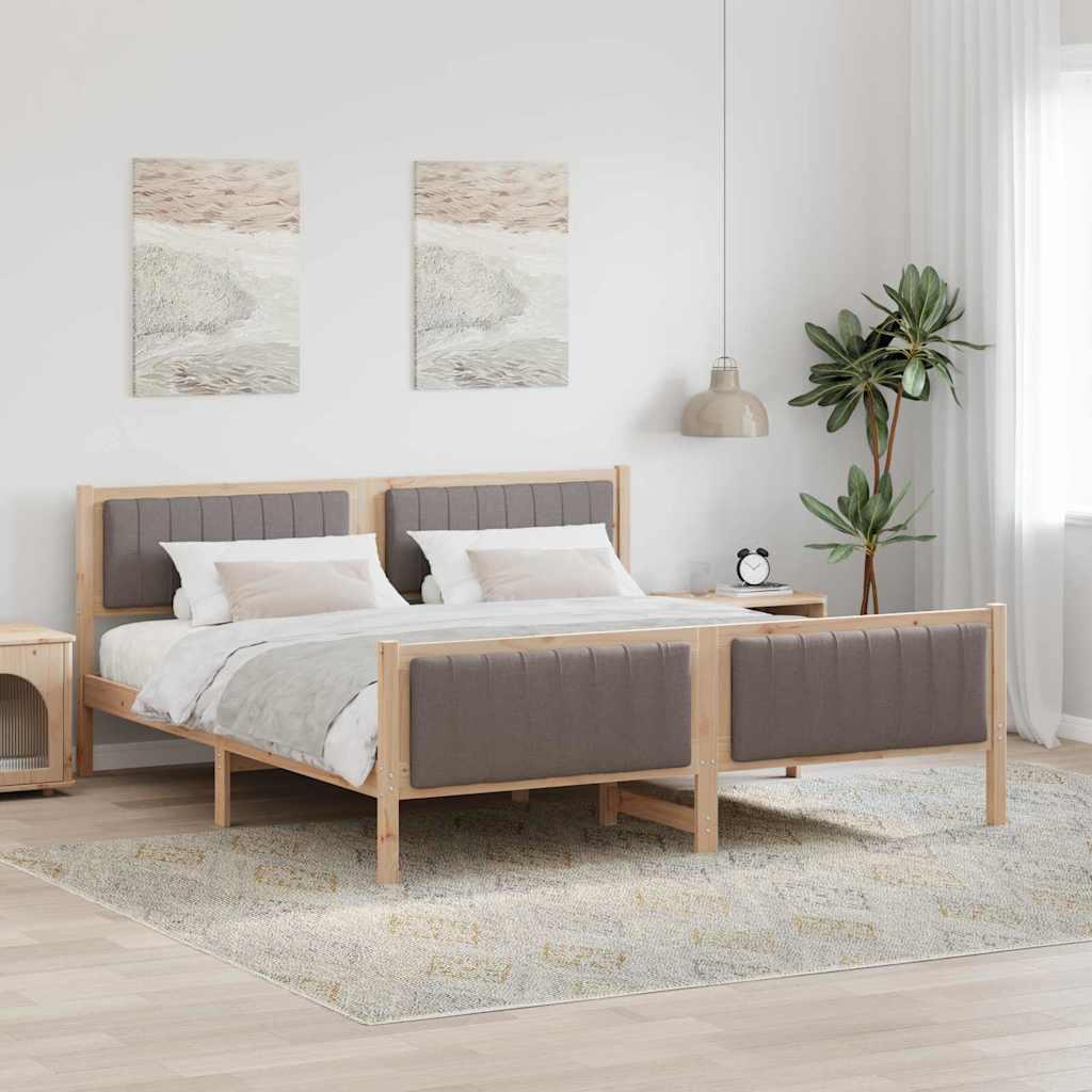Sengestel Brun og taupe 180 x 200 cm Massivt fyrretræ billede