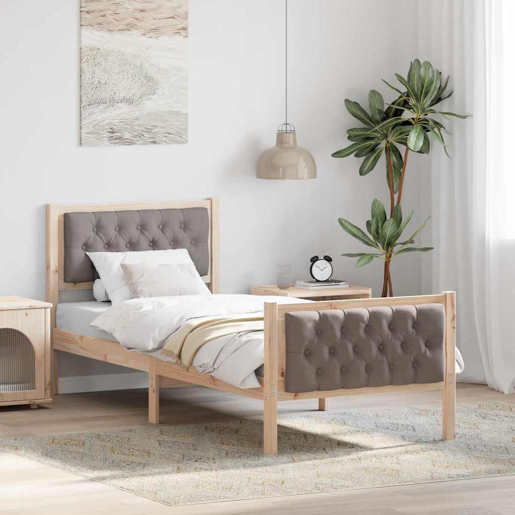 Sengestel med hovedgærde Gråbrun 80 x 200 cm Massiv fyrretræ billede