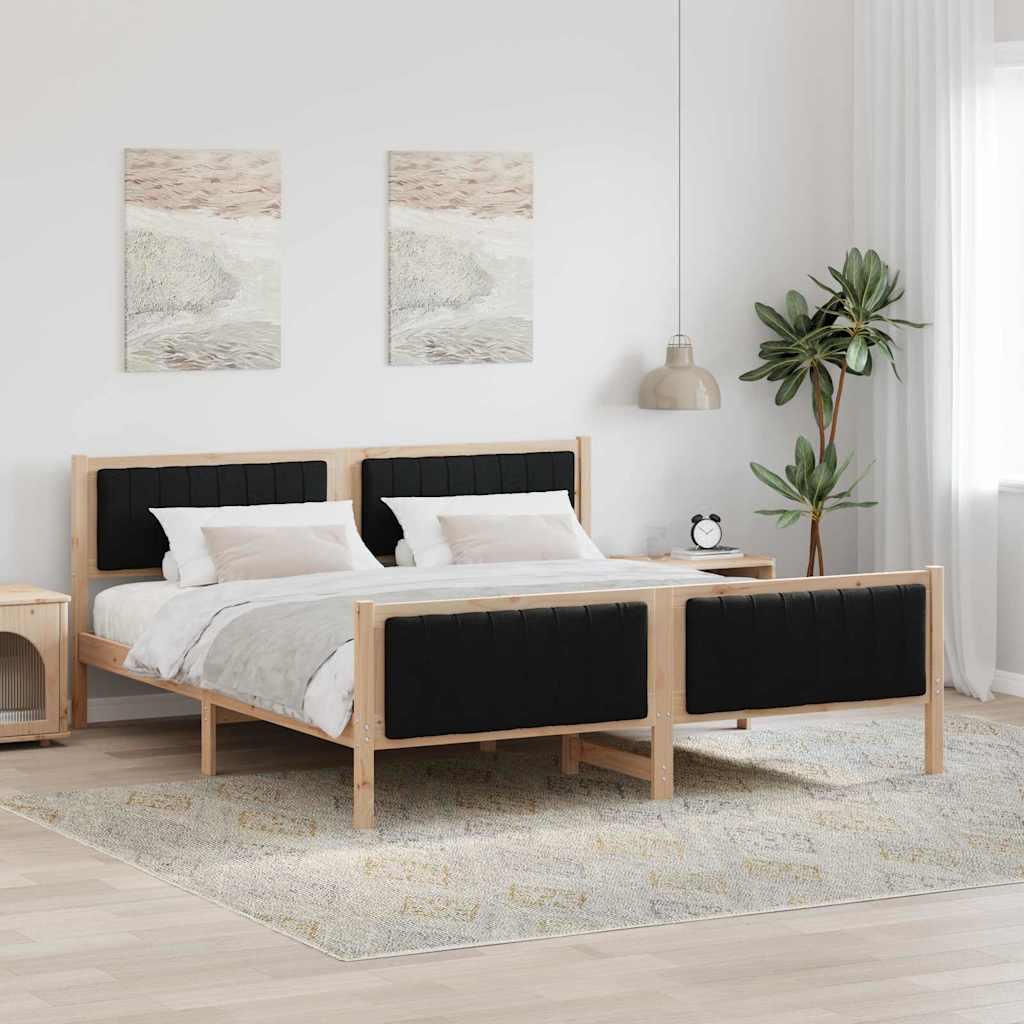 Sengestel Brun og sort 180 x 200 cm Massivt fyrretræ billede