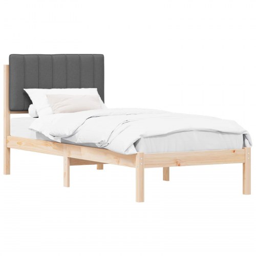Sengestel med polstret hovedgavl - mørkegrå 75 x 190 cm