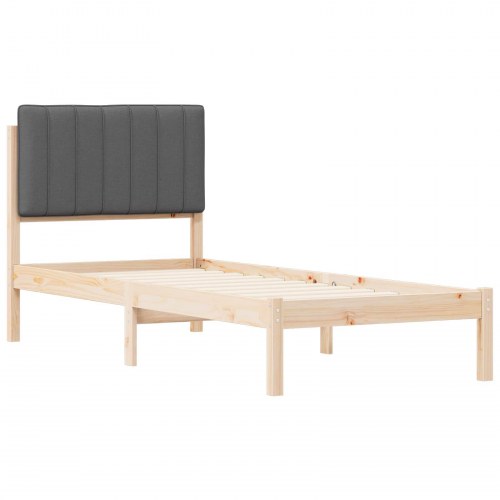 Sengestel med polstret hovedgavl - mørkegrå 75 x 190 cm