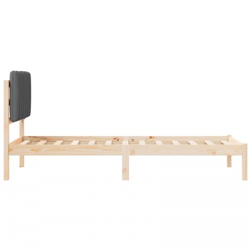 Sengestel med polstret hovedgavl - mørkegrå 75 x 190 cm