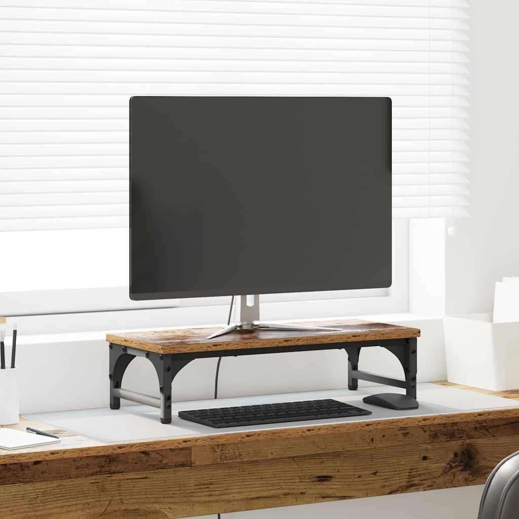 Monitor Stativ Gammelt træ 55 x 23 x 14 cm Konstrueret træ billede