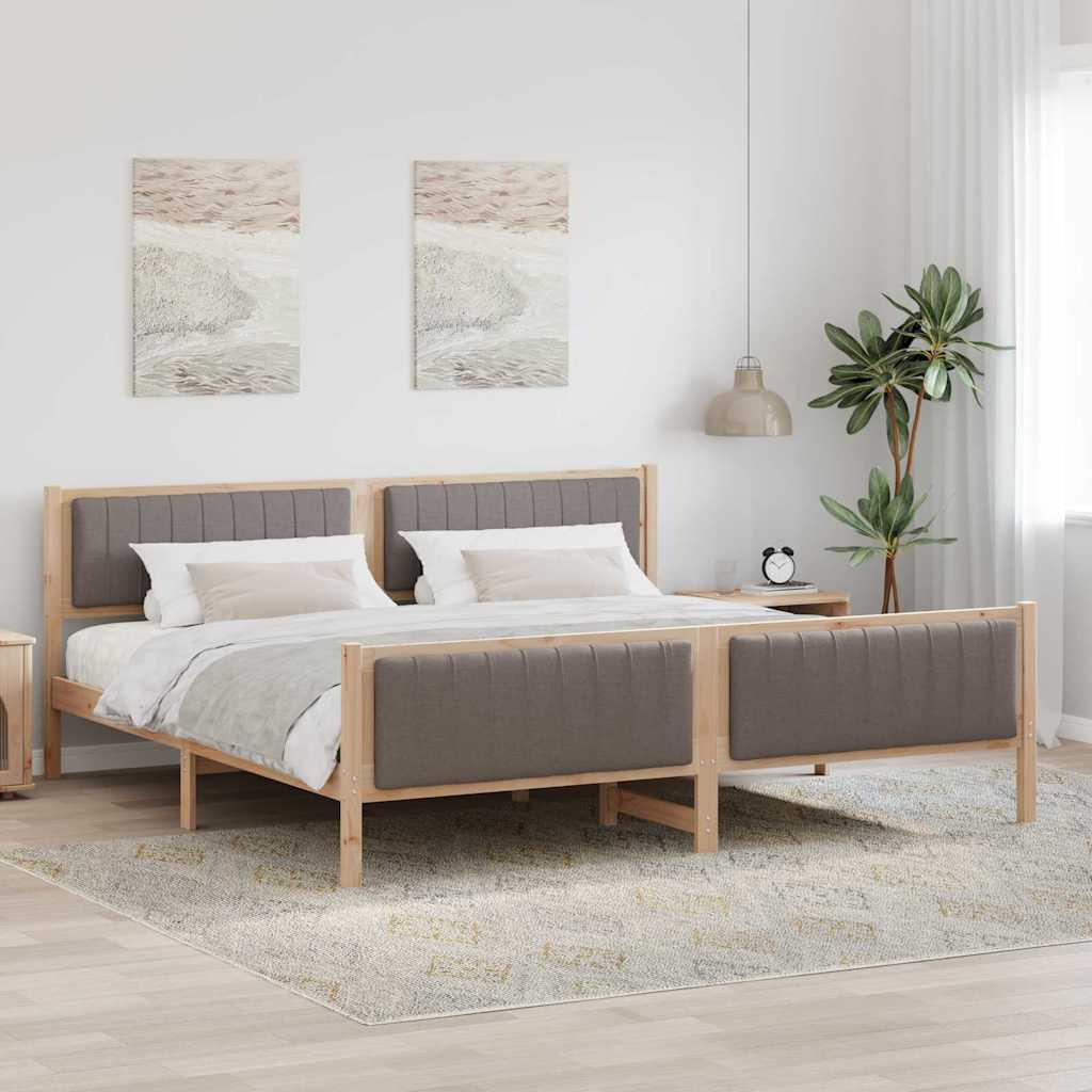 Sengestel Brun og taupe 200 x 200 cm Massivt fyrretræ billede